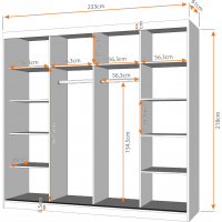 Šatníková skriňa VARIO 233 cm (viac variant)