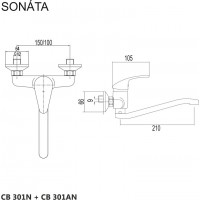 Kuchynská drezová batéria SONÁTA - vyhnuté ramienko 21 cm - chrómová