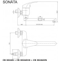 Kuchynská drezová batéria SONÁTA - rovné ramienko 21 cm - chrómová