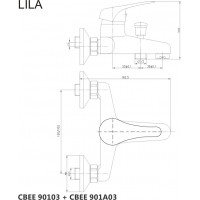 Vanová baterie LILA s připojením na sprchu - chromová