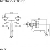 Kuchynská drezová batéria RETRO VIKTORIE - ramienko 20 cm - chrómová