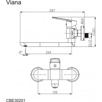 Drezová nástenná batéria Viana - chrómová