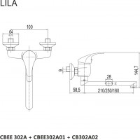 Kuchynská drezová nástenná batéria LILA - ramienko 16 cm - chrómová