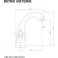 Umývadlová stojanková batéria RETRO VIKTORIE s výpustou - chrómová