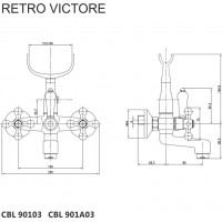 Vaňová batéria RETRO VIKTORIE bez príslušenstva - 15 cm - chrómová