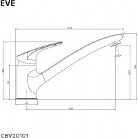 Kuchynská drezová batéria EVE - ramienko 21 cm - chrómová
