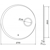 Okrúhle zrkadlo MEXEN ELLA 70 cm - s LED podsvietením, zväčšovacou lupou a vyhrievaním, 9811-070-070-611-00