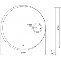 Okrúhle zrkadlo MEXEN ELLA 80 cm - s LED podsvietením, zväčšovacou lupou a vyhrievaním, 9811-080-080-611-00