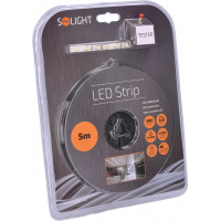 LED svetelný pás s testrom, 5m, sada s 12V adaptérom, 4,8W/m, IP65, studená biela