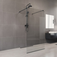 Kúpeľňová pevná zástena NOVEA - čierna - číre sklo