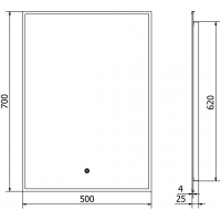 Obdĺžnikové zrkadlo MEXEN ERMA 50x70 cm - s LED podsvietením a vyhrievaním, 9814-050-070-611-70