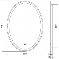 Oválne zrkadlo MEXEN ELZ 50x70 cm - s LED podsvietením a vyhrievaním, 9802-050-070-611-00