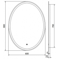 Oválne zrkadlo MEXEN ELZ 60x80 cm - s LED podsvietením a vyhrievaním, 9802-060-080-611-00