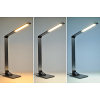 LED stolná lampička stmievateľná, 10W, indukčné nabíjanie, hliník, šedá