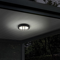 LED vonkajšie osvetlenie okrúhle s mriežkou, 13W, 910lm, 4000K, IP65, 17cm, čierna