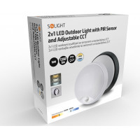 LED vonkajšie osvetlenie so senzorom a nastaviteľnou CCT, 18W, 1350lm, 22cm, 2v1 - biely a čierny kryt