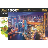 TREFL Puzzle s triedičom 2v1 Nočný Dubaj 1000 dielikov