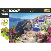 TREFL Puzzle s triedičom 2v1 Santorini, Grécko 1000 dielikov