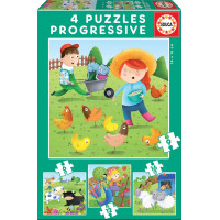 EDUCA Puzzle Zvieratká z farmy 4v1 (6,9,12,16 dielikov)