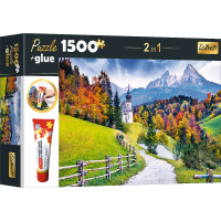 TREFL Sada 2v1 puzzle Kostol Maria Gern, Bavorsko 1500 dielikov s lepidlom