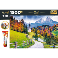 TREFL Sada 2v1 puzzle Kostol Maria Gern, Bavorsko 1500 dielikov s lepidlom