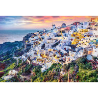 TREFL Sada 2v1 puzzle Nádherný ostrov Santorini, Grécko 1500 dielikov s lepidlom