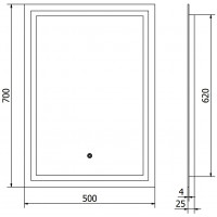 Obdĺžnikové zrkadlo MEXEN MIKO 50x70 cm - s LED podsvietením a vyhrievaním, 9819-050-070-611-00