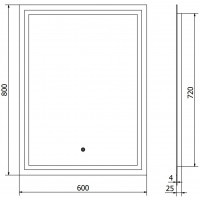 Obdĺžnikové zrkadlo MEXEN MIKO 60x80 cm - s LED podsvietením a vyhrievaním, 9819-060-080-611-00