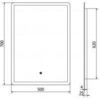 Obdĺžnikové zrkadlo MEXEN NAVIA 50x70 cm - s LED podsvietením a vyhrievaním, 9803-050-070-611-00