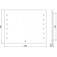 Obdĺžnikové zrkadlo MEXEN NER 100x80 cm - s LED podsvietením a vyhrievaním, 9809-100-080-611-00