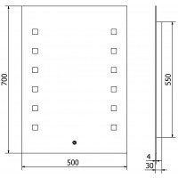 Obdĺžnikové zrkadlo MEXEN NER 50x70 cm - s LED podsvietením a vyhrievaním, 9809-050-070-611-00