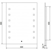 Obdĺžnikové zrkadlo MEXEN NER 60x80 cm - s LED podsvietením a vyhrievaním, 9809-060-080-611-00