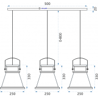 Stropné svietidlo ASTI set C, C, C - čierne - obdĺžniková základňa