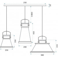 Stropné svietidlo ASTI set A, B, C - čierne - guľatá základňa