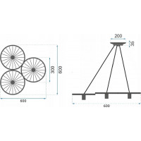 Stropné svietidlo LOFT WHEEL 3 - čierne