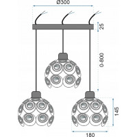 Stropné svietidlo CRYSTAL BALL set 3 - okrúhle - čierne