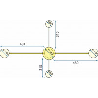 Stropné LED svietidlo ARMS 4 - 40W - zlaté + ovládač