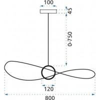 Stropné LED svietidlo FLOPPYHAT 80 cm - 12W - čierne