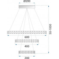 Stropné LED svietidlo VEGAS - 90W - kruhy 20 +40 +60 cm + ovládač