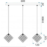 Stropné krištáľové svietidlo CUBONE 3 - obdĺžnikové - chrómové