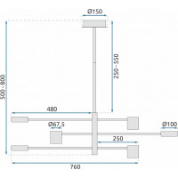 Stropné LED svietidlo HANDY 6 - 50W - čierne