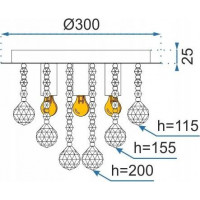 Stropné krištáľové svietidlo CRYSTAL round 30x30 cm