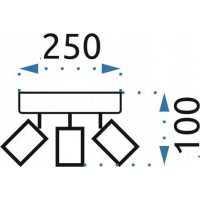 Stropné svietidlo TRIO rectangle - 25x5x10 cm - čierne