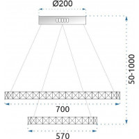 Stropné LED krištáľové svietidlo MATRIX - 114W - chrómové - s ovládačom