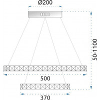 Stropné LED krištáľové svietidlo SLIDE - 90W - chrómové - s ovládačom