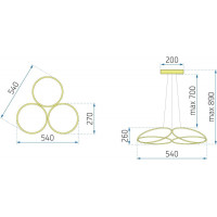 Stropné LED svietidlo HALO 120W - zlaté + ovládač