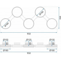 Stropné LED svietidlo GRID small 40W - čierne / hnedé + ovládač