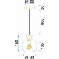 Stropné svietidlo FUNNEL - kov/sklo - zlaté