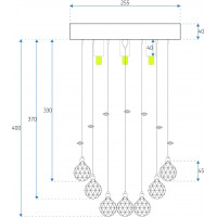 Stropné krištáľové svietidlo CRYSTAL string - 44 cm - chrómové