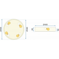 Stropné svietidlo COLE round - 40x40x8 cm - zlaté